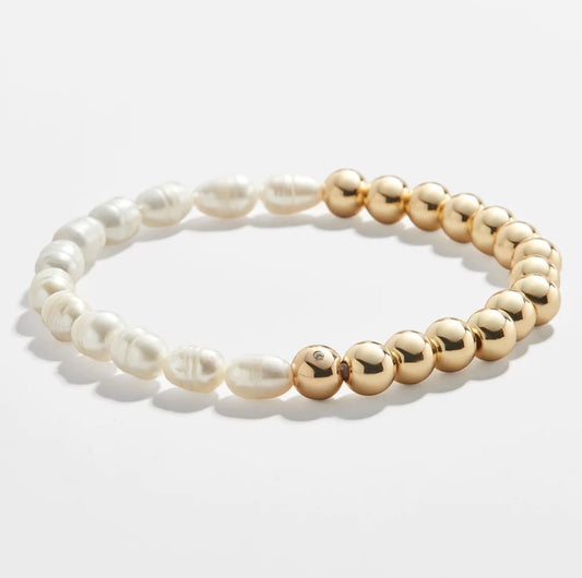 Pearl and Gold Bead Half Bracelet