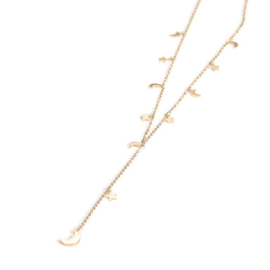 Star and Moon Lariat Necklace