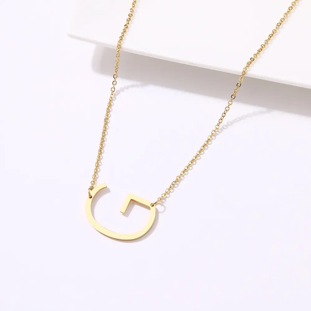 Stainless Steel Medium Initial Necklace
