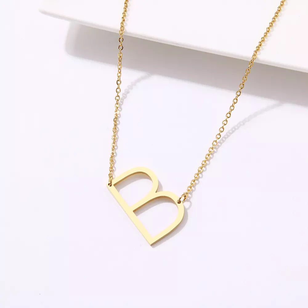 Stainless Steel Medium Initial Necklace