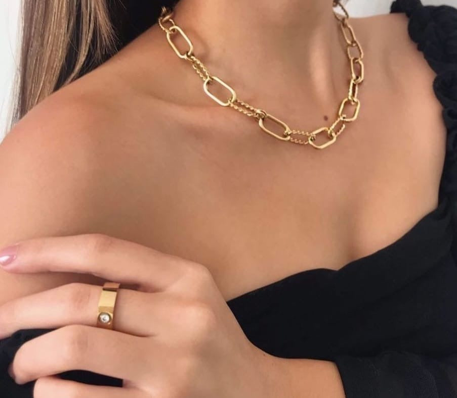 Gold Textured Link Bracelet