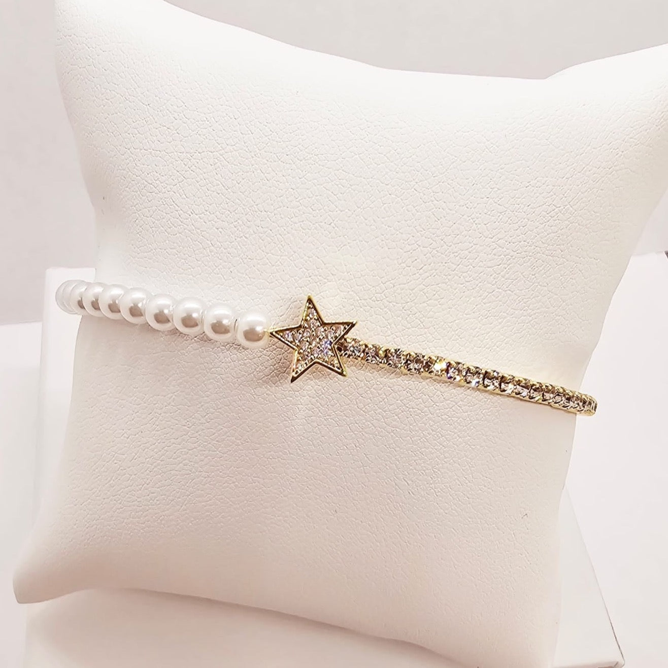 Pearl and CZ Hug Bracelet