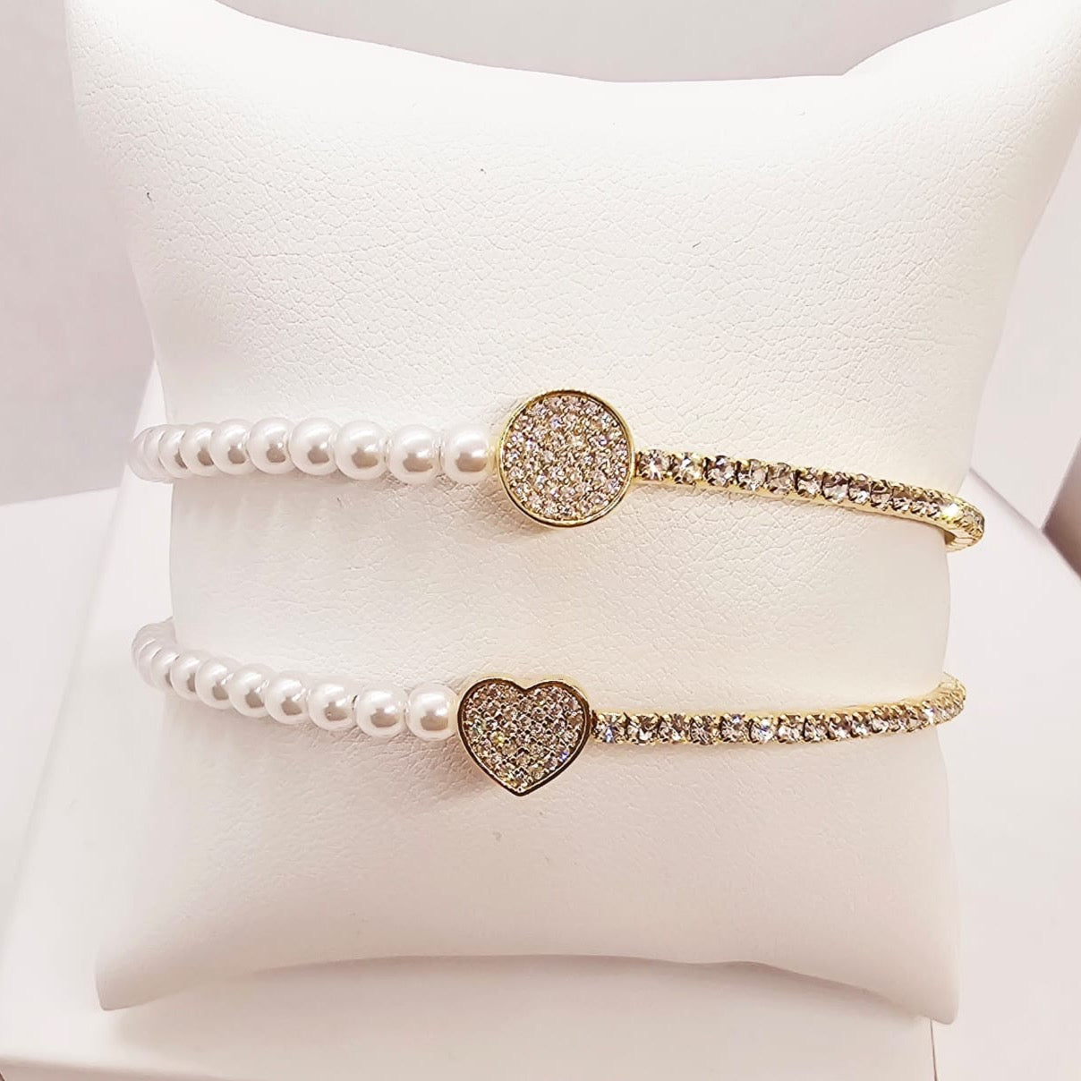 Pearl and CZ Hug Bracelet