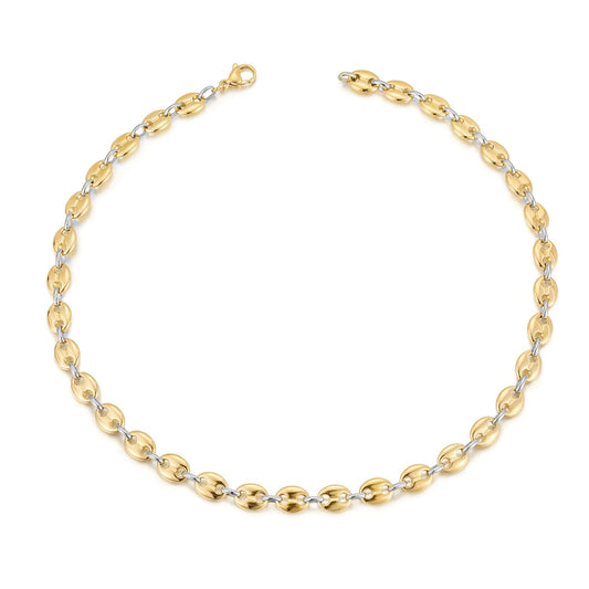 Two-Tone Mini Puffed Link Chain Necklace