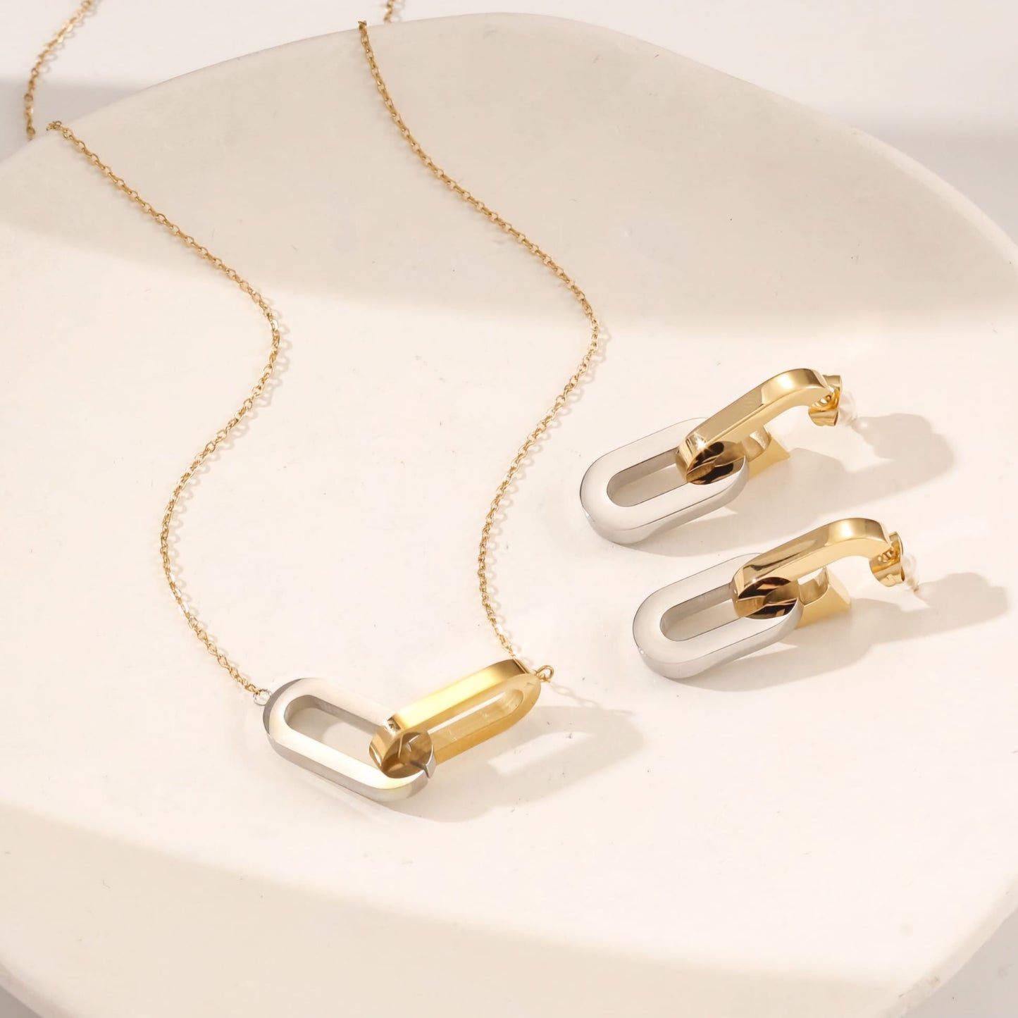 Dual Tone Single Paperclip Necklace