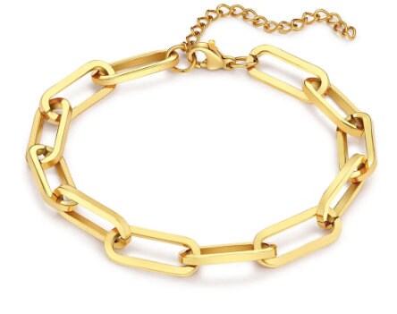 Gold Stainless Steel Paperclip Chain Bracelet